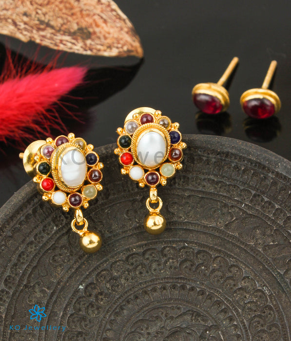 Dipta Navratna Earrings-Candere by Kalyan Jewellers